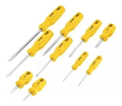 Jogo de chaves de fenda/phillips com 10 peças VONDER Jogo de chaves de fenda/phillips com 10 peças VONDER