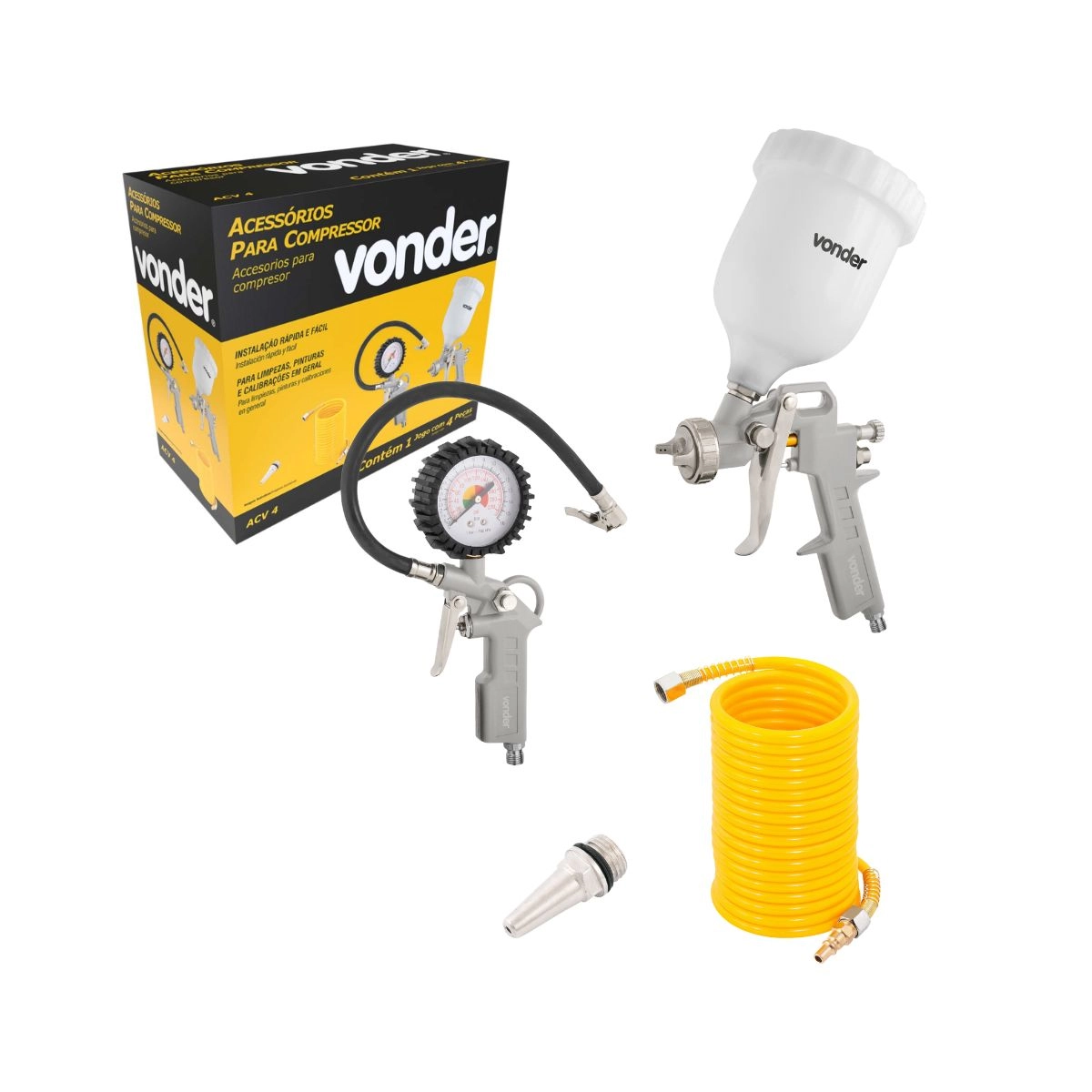 Jogo de acessórios para compressor com 4 peças ACV4 VONDER 