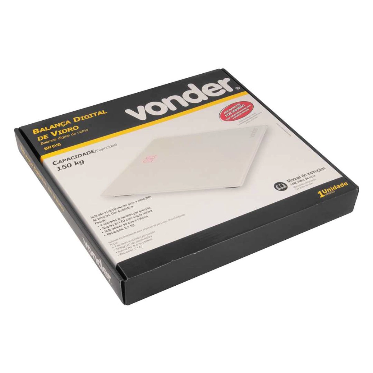 Balança digital de vidro 150 kg BDV0150 VONDER