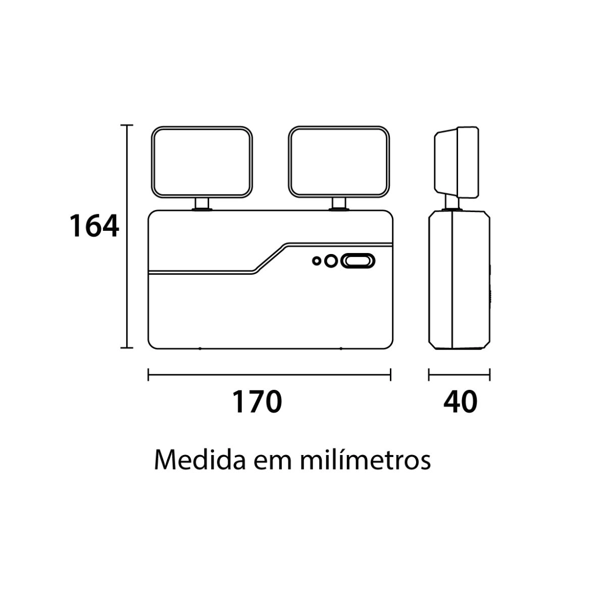 Kit 4 Luminária Emergência LED 2Faróis 5W 1200lm Preta Blumenau Kit 4 Luminária Emergência LED 2Faróis 5W 1200lm Preta Blumenau