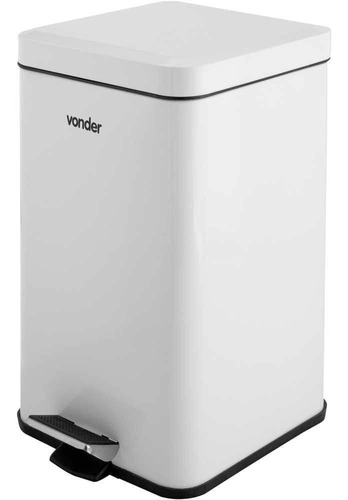 Lixeira retangular 12 litros inox Branca VONDER