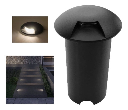 Kit 10 Balizador Preto LED Germany 1W 1 Facho IP65 Bivolt Branco Quente 3000k (Luz Amarelada)