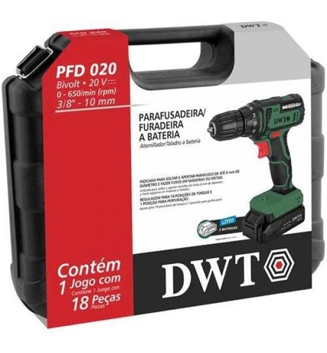 Parafusadeira e Furadeira a bateria 20V Bivolt PFD020 DWT Parafusadeira e Furadeira a bateria 20V Bivolt PFD020 DWT