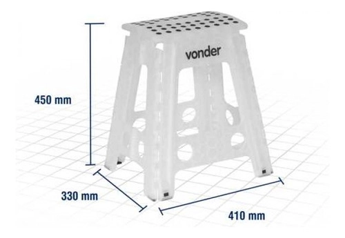Banqueta plástica dobrável branca altura 450 mm VONDER