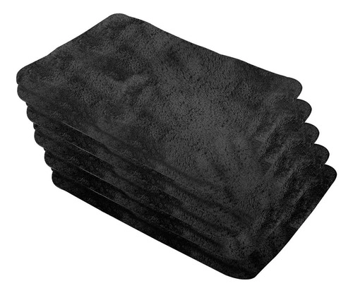 Toalha de microfibra 30cm x 40cm 200g/m² PRETA jogo com 5 peças VONDER