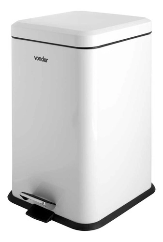 Lixeira retangular 20 litros inox Branca VONDER