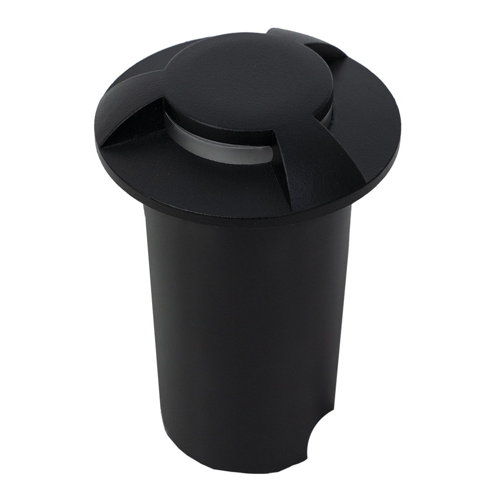 Balizador Preto LED Germany 1W 3 Fachos IP65 Bivolt Branco Quente 3000k (Luz Amarelada)