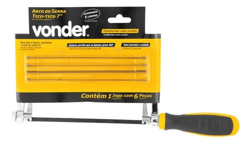 Arco de serra tico-tico 7"com 5 lâminas VONDER Arco de serra tico-tico 7"com 5 lâminas VONDER