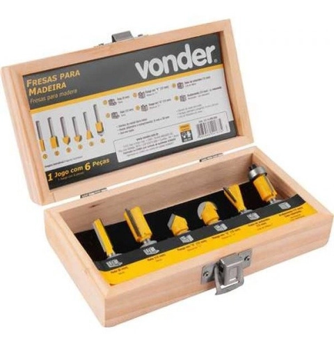 Jogo de fresas para madeira com 6 peças VONDER