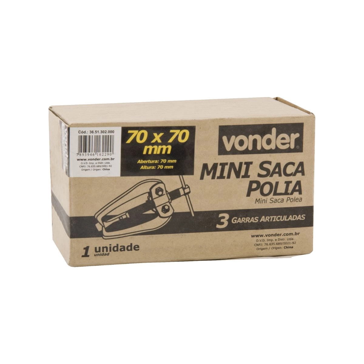 Saca-polia mini com 03 garras articuladas 70mmx70mm VONDER 