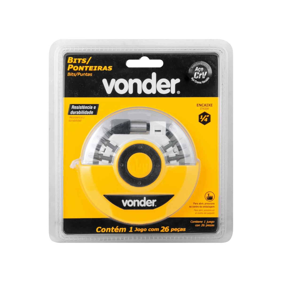 Jogo bits/ponteiras com 26pçs encaixe sextavado 1/4" VONDER Jogo bits/ponteiras com 26pçs encaixe sextavado 1/4" VONDER