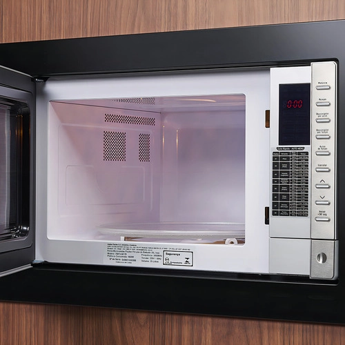 Microondas De Embutir Fit Line Moldura Preta 25 Litros Fischer