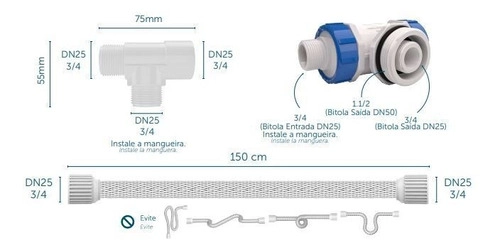 Válvula Duchão 3/4" e 1.1/2" para Caixa d'água BLUKIT