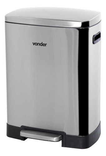 Lixeira retangular 50 litros inox cinza VONDER