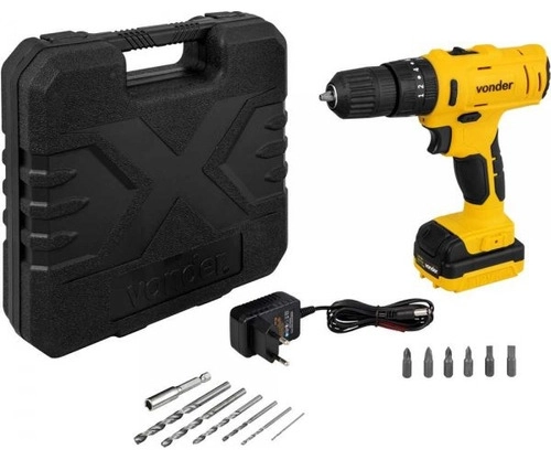 Parafusadeira/furadeira com impacto a bateria 12V fonte bivolt automática PFV120I VONDER Parafusadeira/furadeira com impacto a bateria 12V fonte bivolt automática PFV120I VONDER