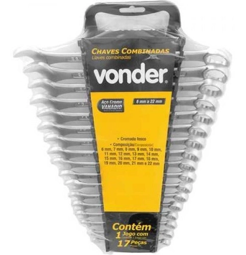 Jogo de chaves combinadas 6mm a 22mm 17peças com suporte VONDER