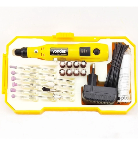 Microrretífica a bateria 3,6 V, bivolt com 24 acessórios MBV036 Vonder Microrretífica a bateria 3,6 V, bivolt com 24 acessórios MBV036 Vonder