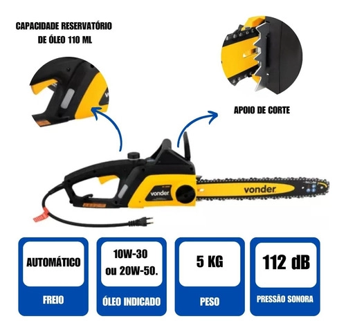 Motosserra Elétrica 1600W EV1600 Vonder 