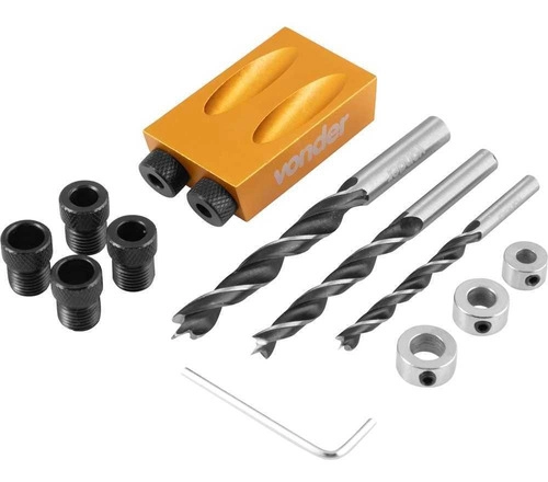 Jogo de gabarito de furação em ângulo para marceneiro com 14 peças VONDER