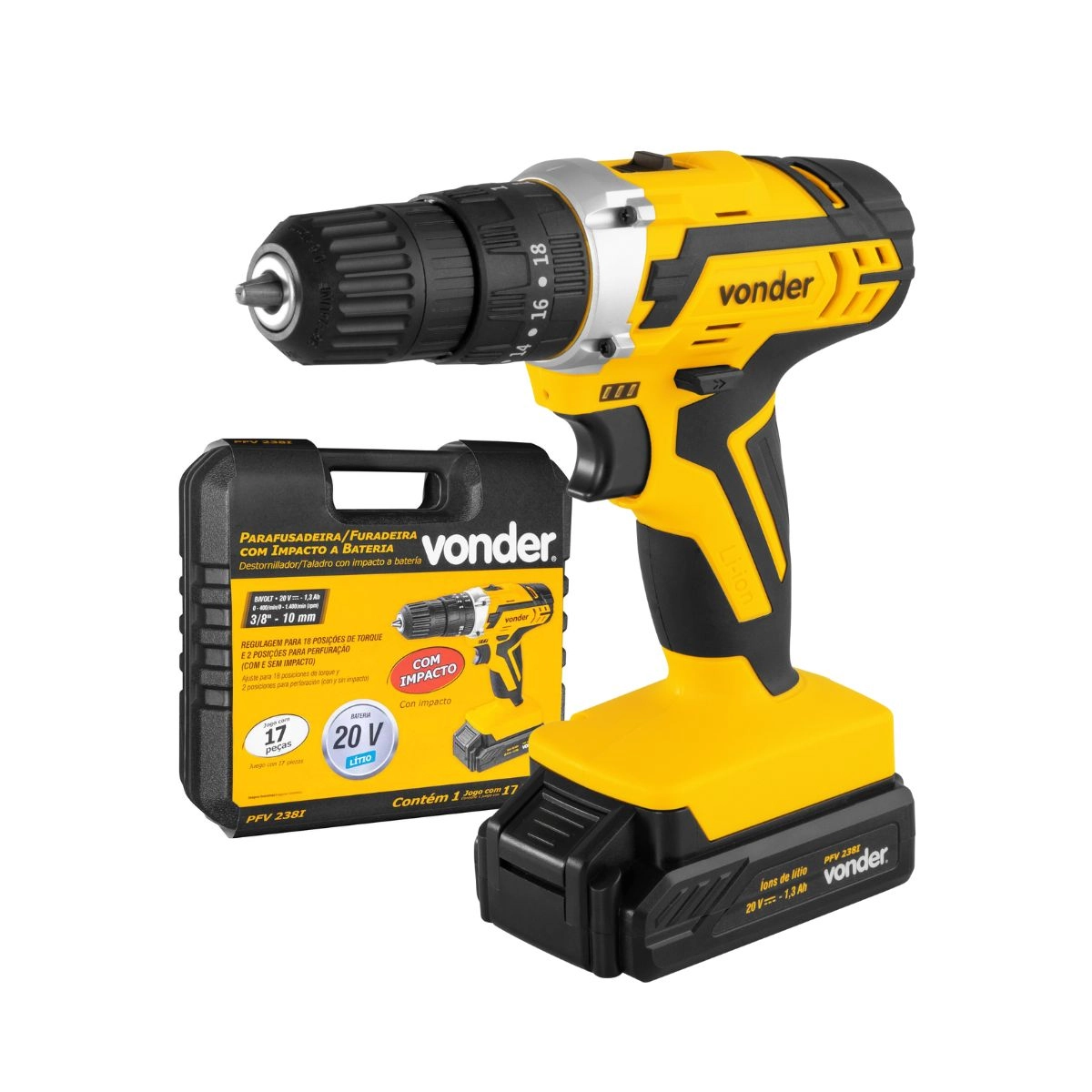 Parafusadeira/Furadeira com Impacto 20V PFV238I VONDER