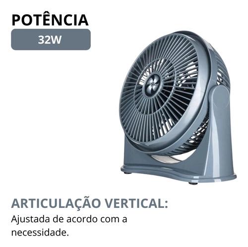 Ventilador Circulador de Ar 25CM CINZA/PRATA Ventimais