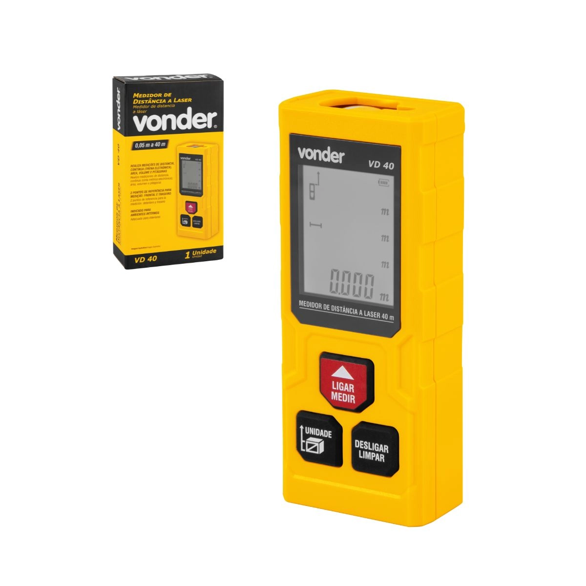 Medidor de distância a laser 40m VD40 VONDER Medidor de distância a laser 40m VD40 VONDER
