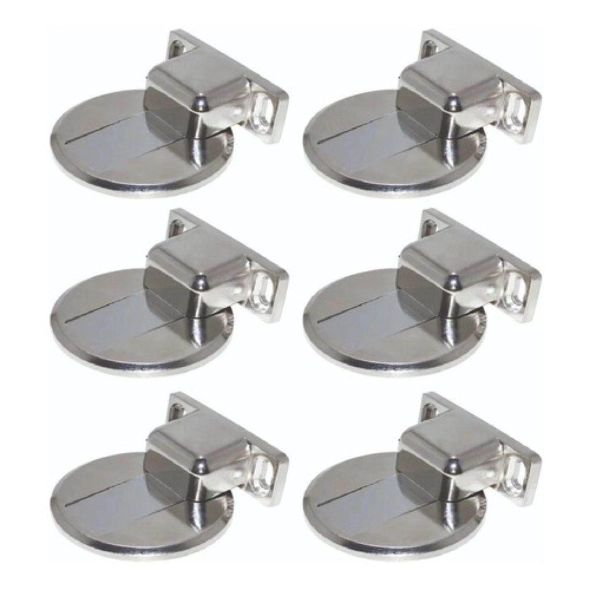 Kit 6 Prendedor Trava De Porta Batente Magnetico Slim Aço Cromado Bwinx