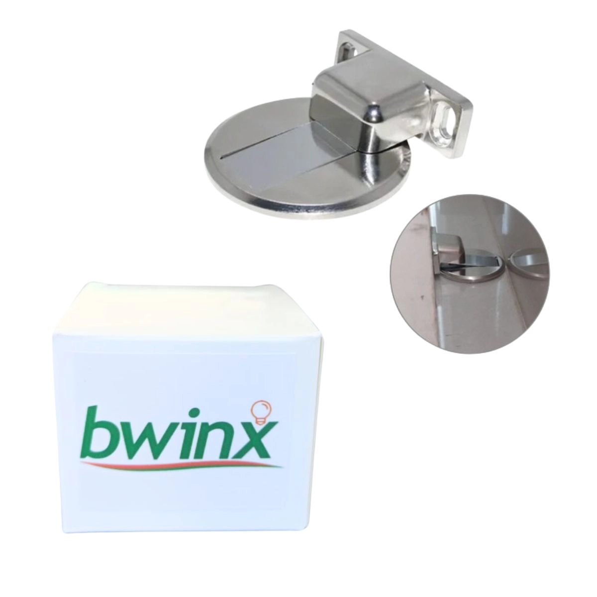 Kit 6 Prendedor Trava De Porta Batente Magnetico Slim Aço Cromado Bwinx Kit 6 Prendedor Trava De Porta Batente Magnetico Slim Aço Cromado Bwinx