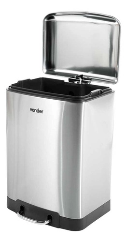 Lixeira Retangular 12 litros inox cinza VONDER