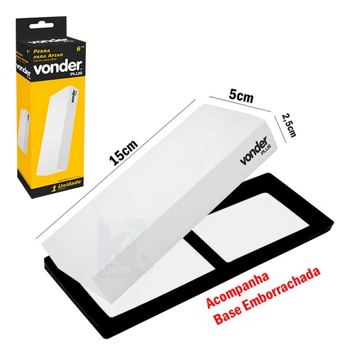 Pedra para afiar  6"retangular G 2000 VONDER PLUS 