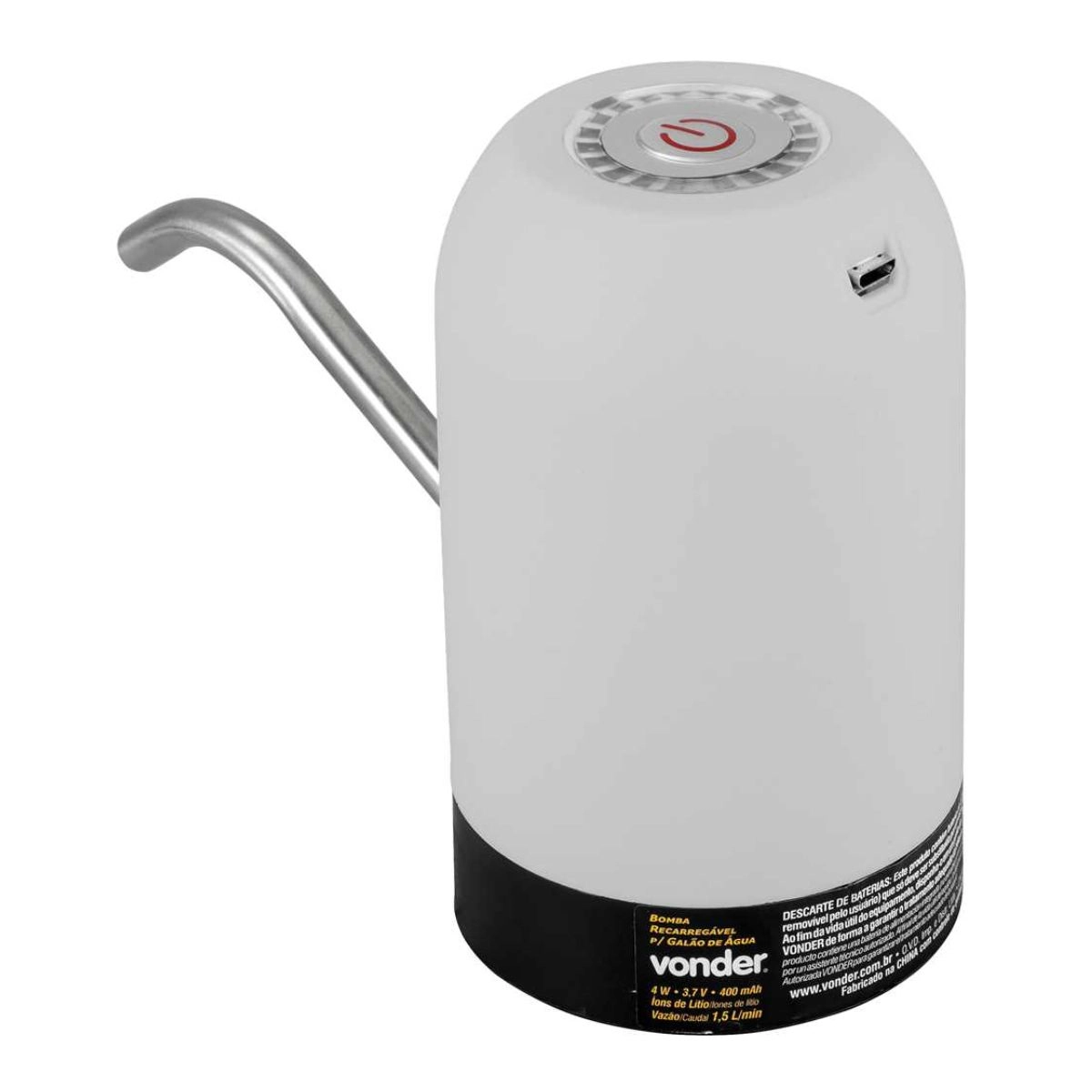 Bomba recarregável para galão de água VONDER Bomba recarregável para galão de água VONDER