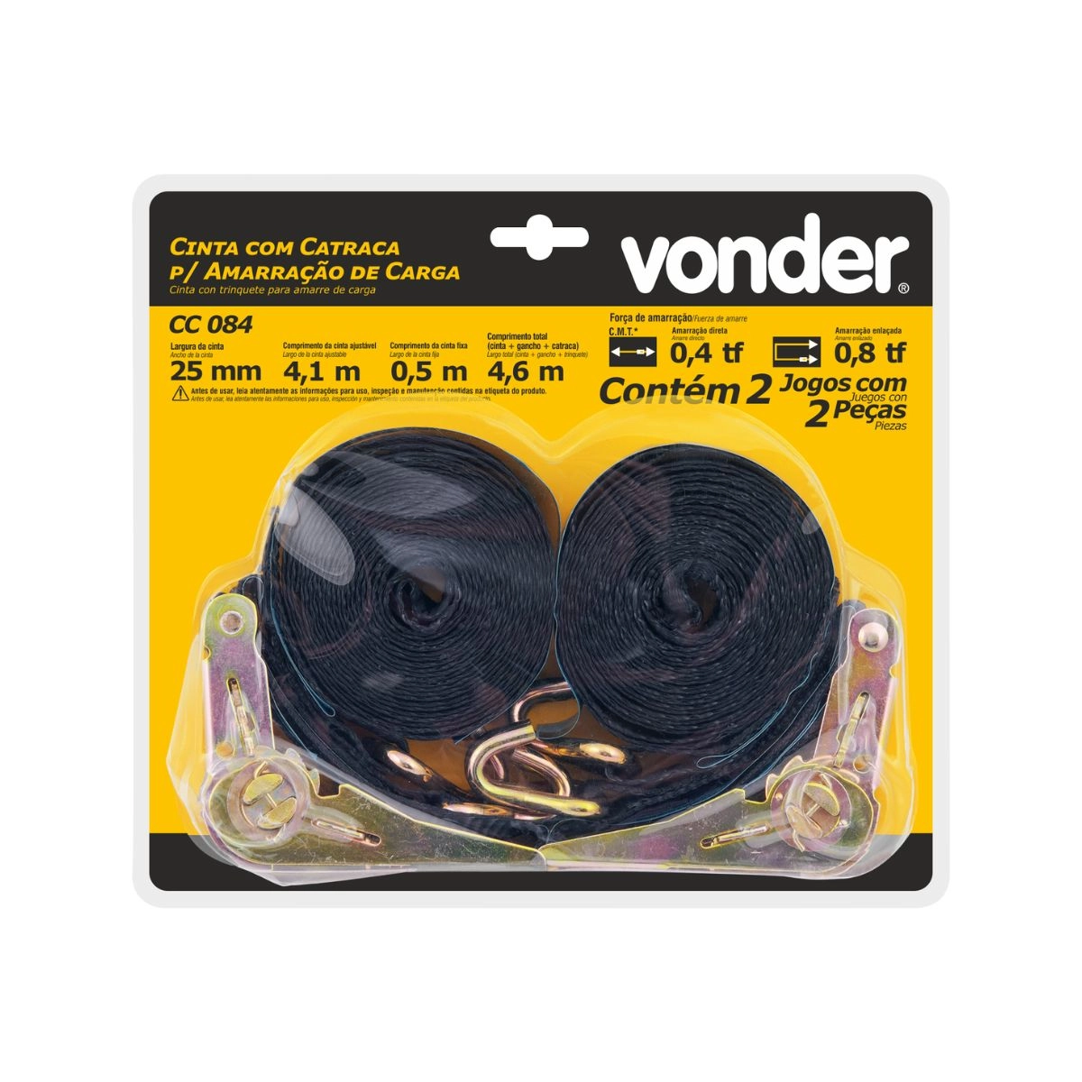 Cinta 2 jogos com catraca para amarração de carga VONDER Cinta 2 jogos com catraca para amarração de carga VONDER