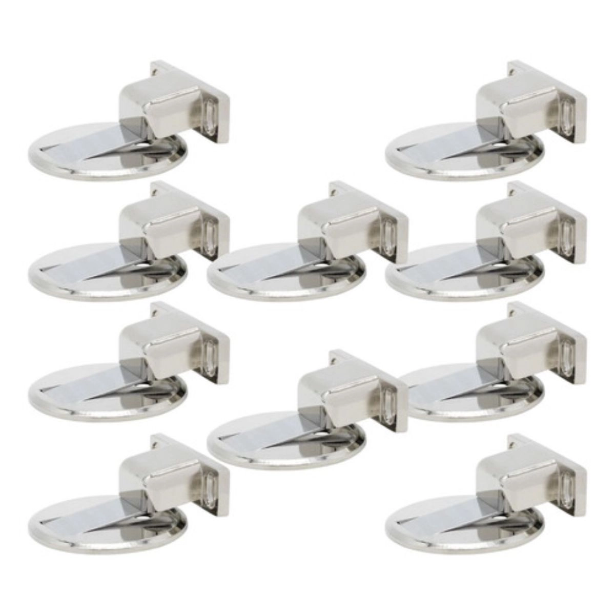 Kit 10 Prendedor Trava De Porta Batente Magnetico Slim Aço Cromado Bwinx
