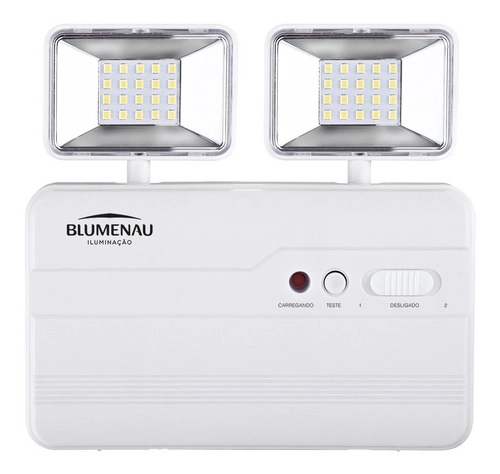 Luminária de Emergência LED Blumenau Iluminação 2 Faróis Quadrados 1200 Lúmens Bivolt
