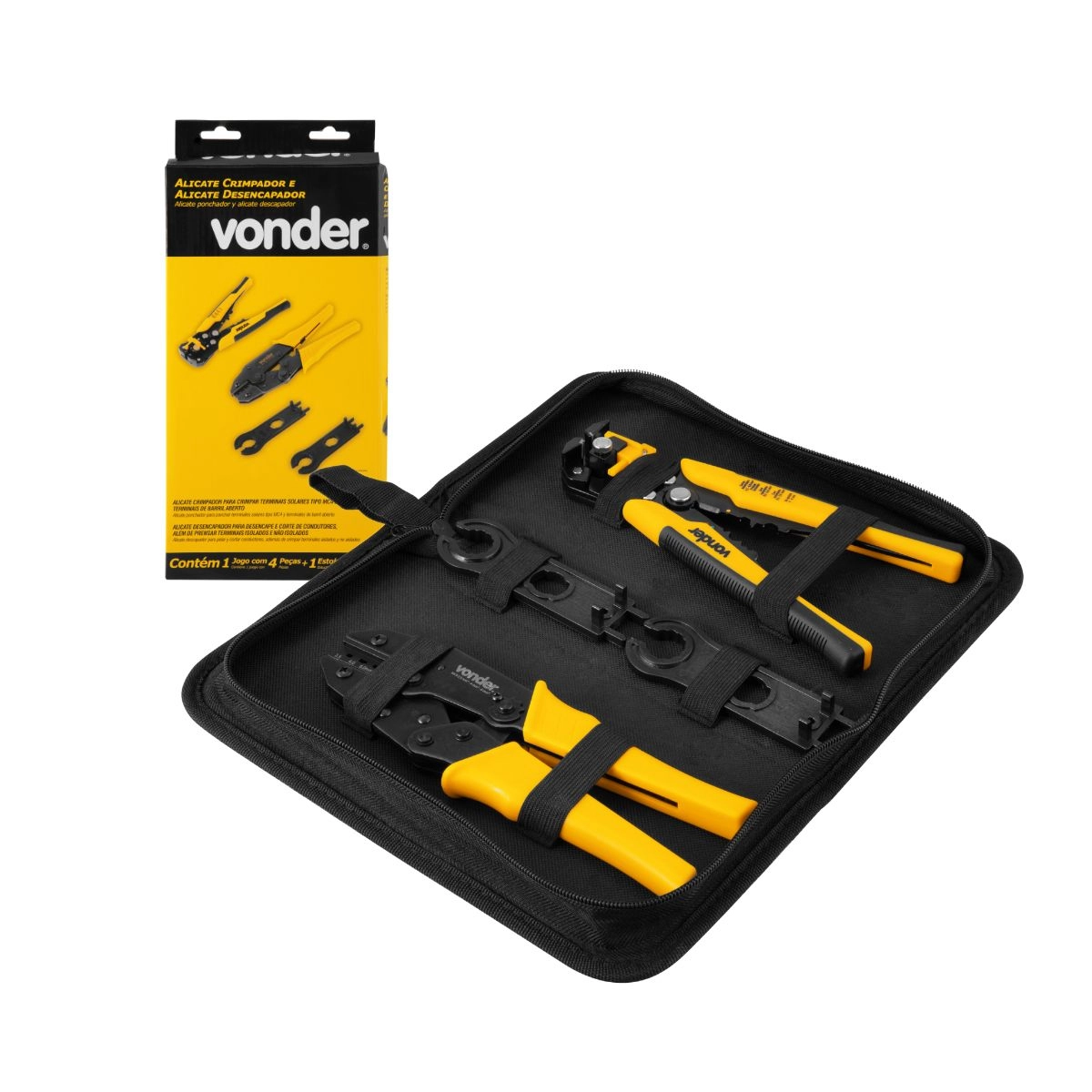 Conjunto 4 pçs Alicate Crimpador e Desencapador  VONDER 