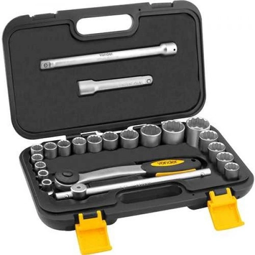 Jogo de soquetes estriados encaixe 1/2" 8mm a 32mm com 22 peças VONDER