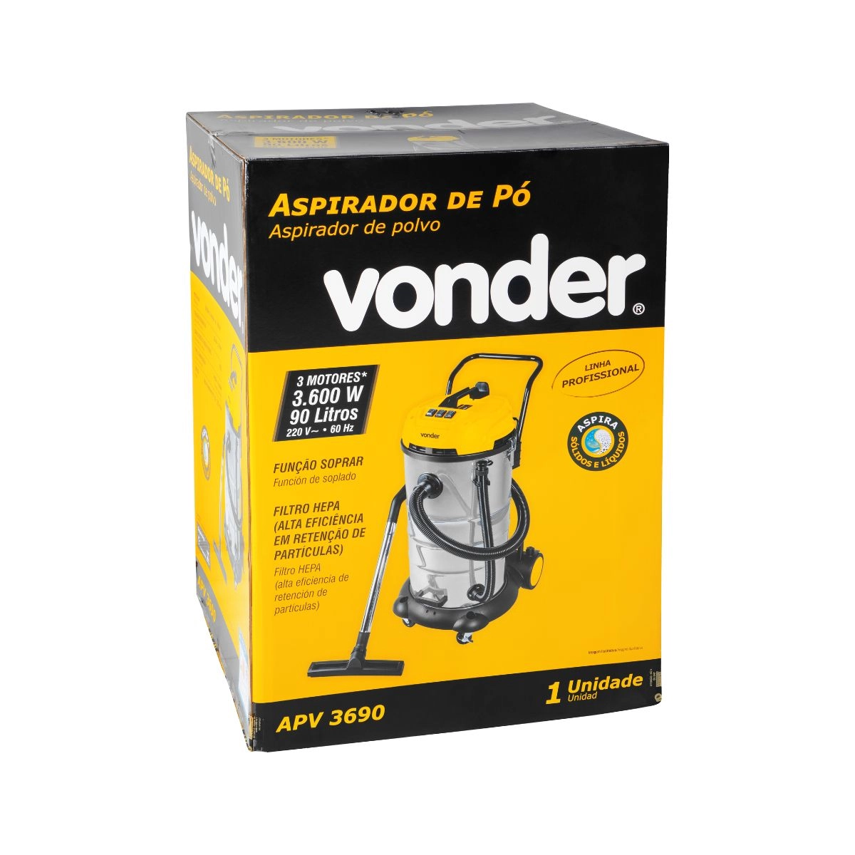 Aspirador de Pó e Líquidos 3600W APV3690 220V VONDER  Aspirador de Pó e Líquidos 3600W APV3690 220V VONDER