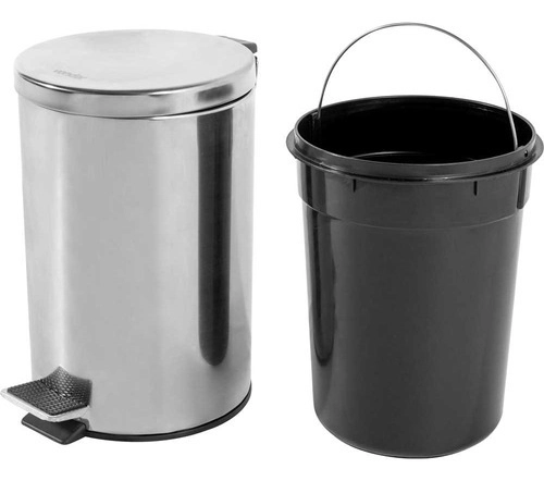 Lixeira redonda 12 litros inox cinza VONDER Lixeira redonda 12 litros inox cinza VONDER