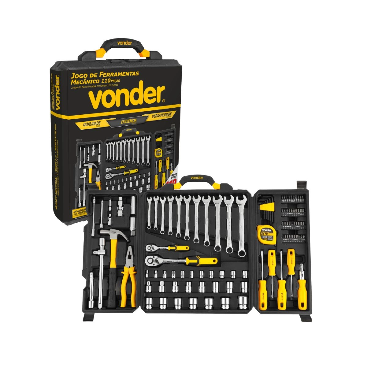 Jogo de ferramentas com 110 peças para mecânico VONDER 