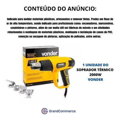 Soprador Térmico Vonder STV200 2000W Soprador Térmico Vonder STV200 2000W