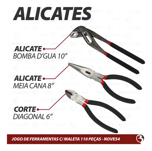 Jogo de Ferramentas Completo com 110 Peças Nove54