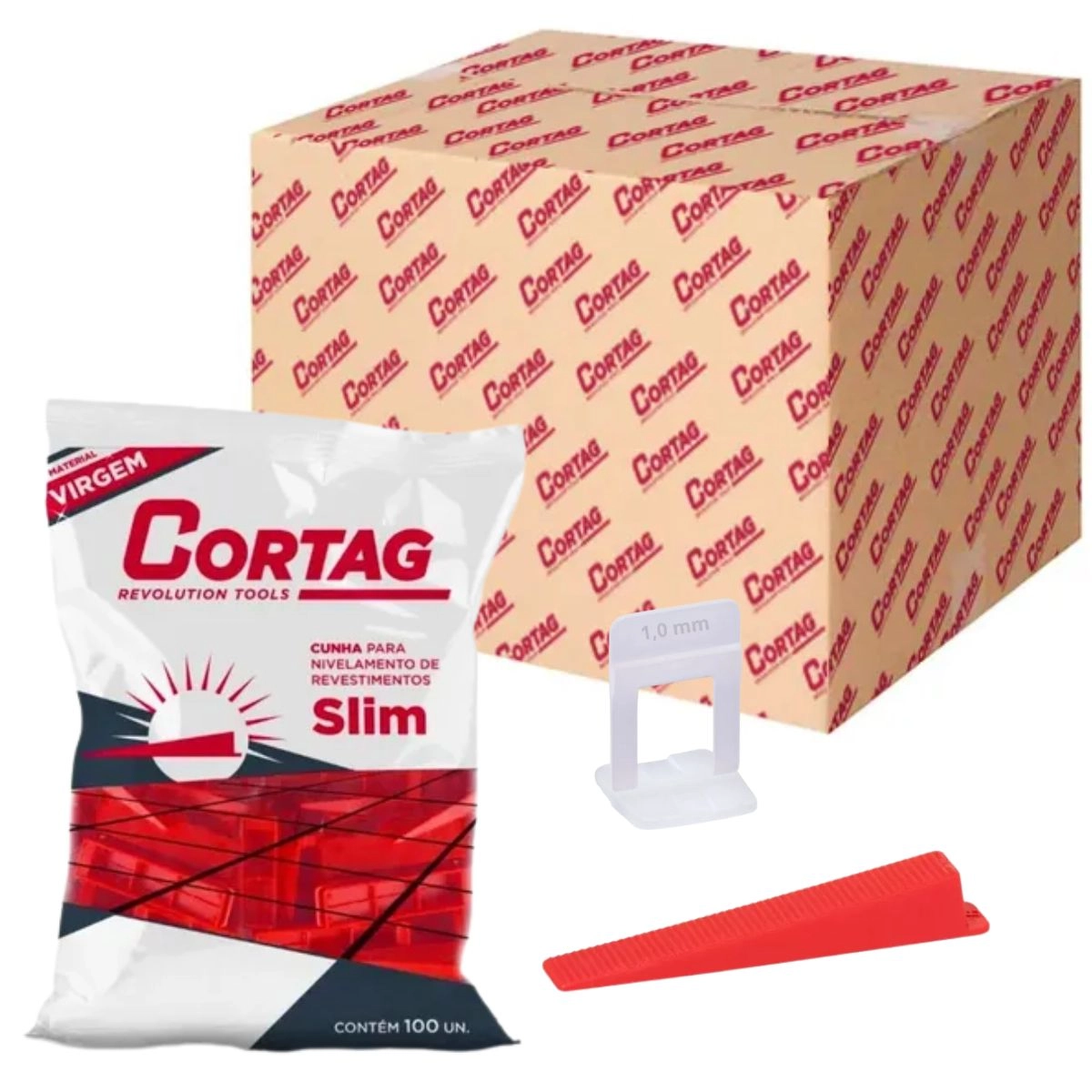 1000 Espaçador Nivelador Slim 1,0mm 1,5mm 2,0mm + 100 Cunhas Slim Cortag