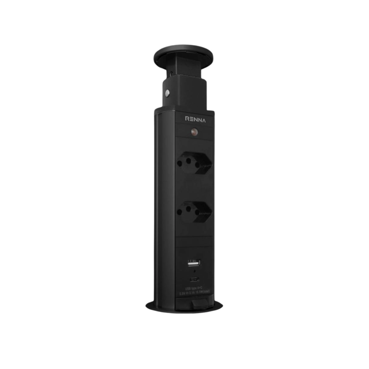 Torre de 2 Tomadas e 1 USB e 1 USB Tipo C Renna  Torre de 2 Tomadas e 1 USB e 1 USB Tipo C Renna