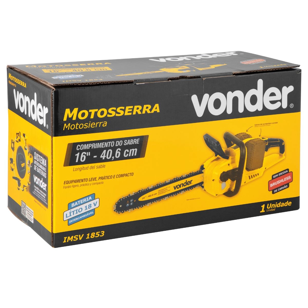 Motosserra IMSV1853B 18V Sem Bateria e Carregador VONDER Motosserra IMSV1853B 18V Sem Bateria e Carregador VONDER