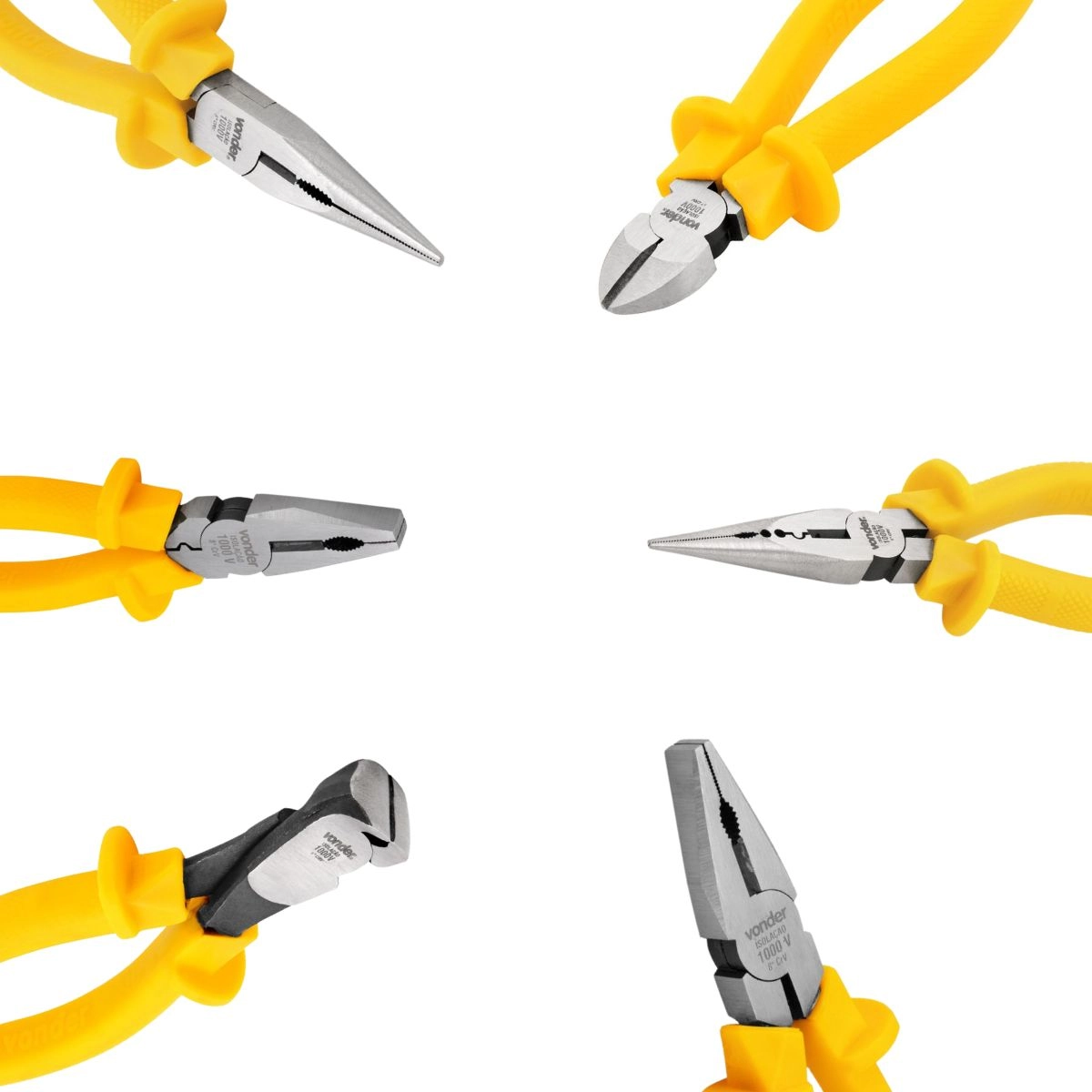 Kit 6 Alicates Manuais com isolação até 1000V VONDER