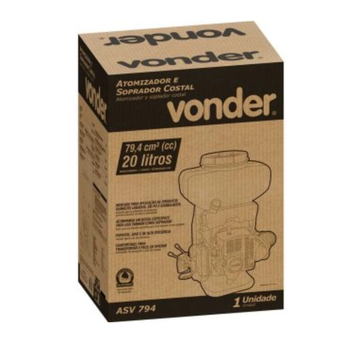 Atomizador e soprador costal 20 litros ASV794 VONDER Atomizador e soprador costal 20 litros ASV794 VONDER