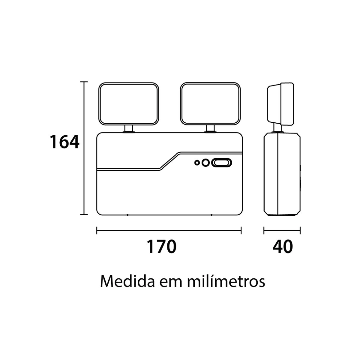 Luminária Emergência LED 2 Faróis 5W 1200lm Preta Blumenau Luminária Emergência LED 2 Faróis 5W 1200lm Preta Blumenau