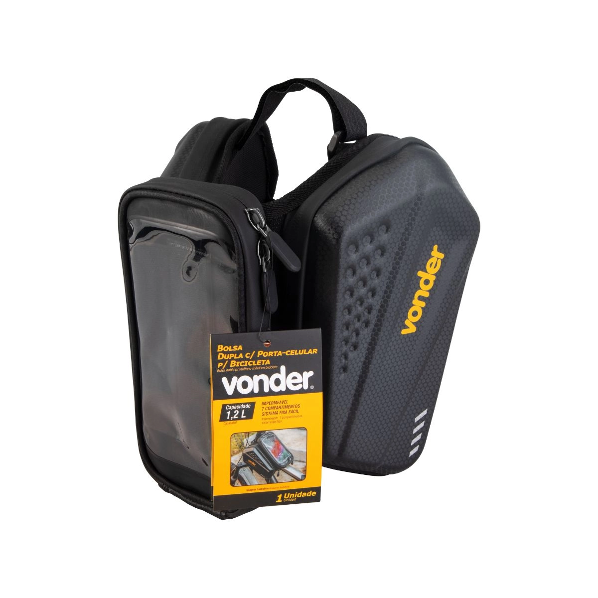 Bolsa dupla com porta celular para bicicleta VONDER Bolsa dupla com porta celular para bicicleta VONDER
