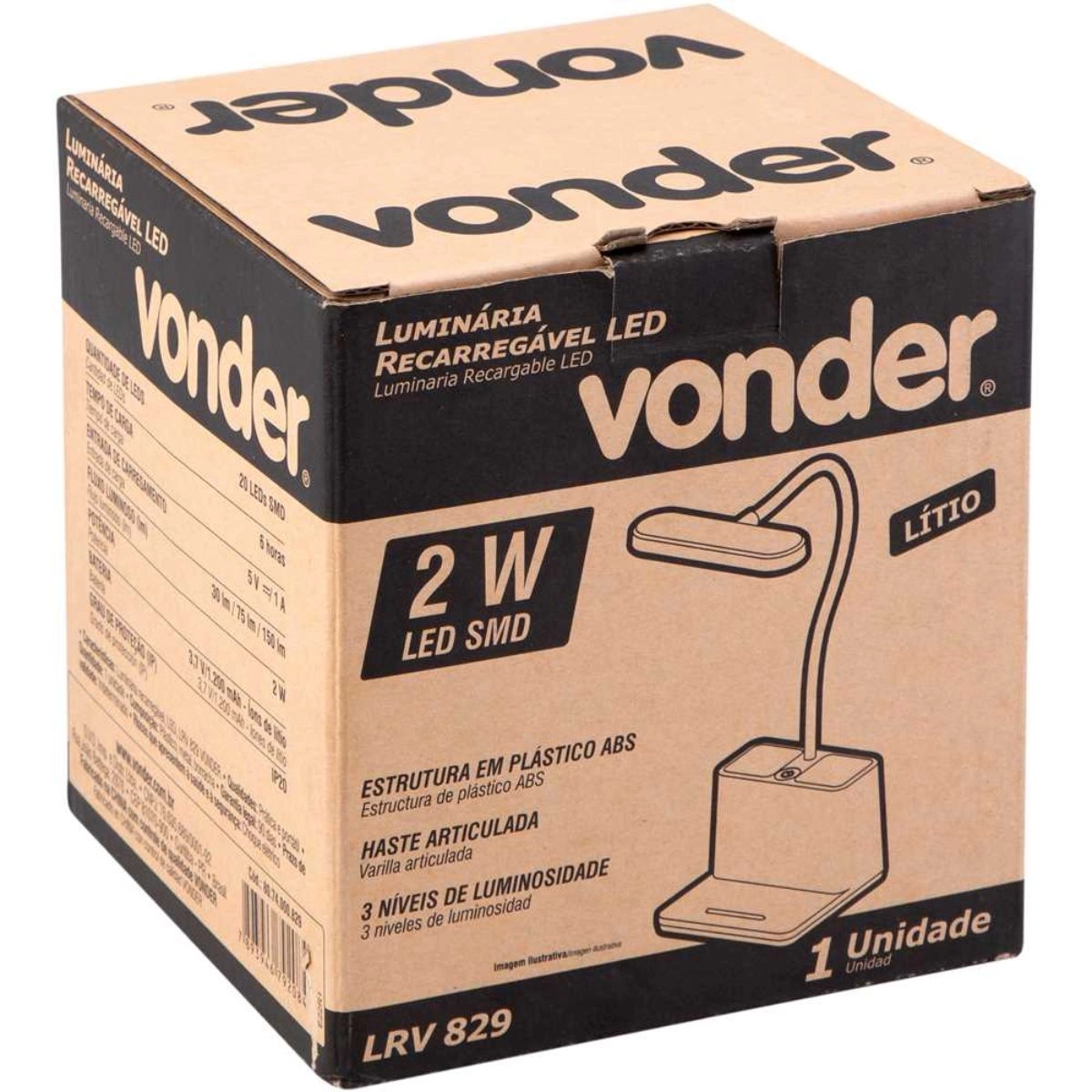 Luminária Recarregável LED LRV829 VONDER Luminária Recarregável LED LRV829 VONDER