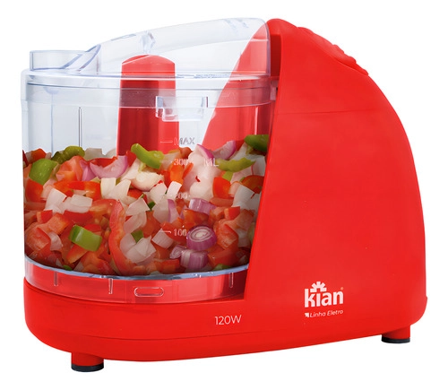 Mini Processador Elétrico 500ml Vermelho Kian Mini Processador Elétrico 500ml Vermelho Kian